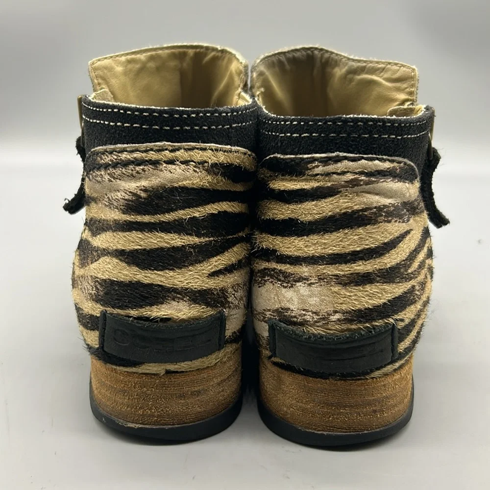 Sorel Major Low Chelsea Ankle Booty Tan Zebra Sz 7